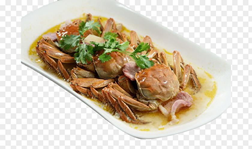 Bacon Steamed Crab Thai Cuisine Lions Head Steaming Dish Salt-cured Meat PNG