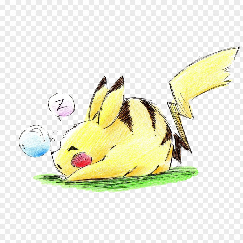 Hand Painted Sleeping Runny Nose Bikachu Cartoon Nasensekret Mucus PNG