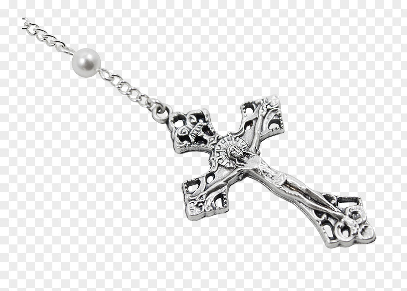 Silver Charms & Pendants Crucifix Body Jewellery Chain PNG