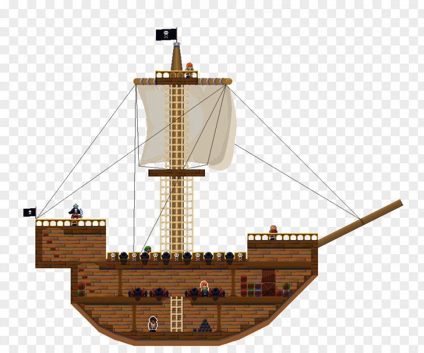 Pirate Ship Of The Line Cog Pixel Art PNG