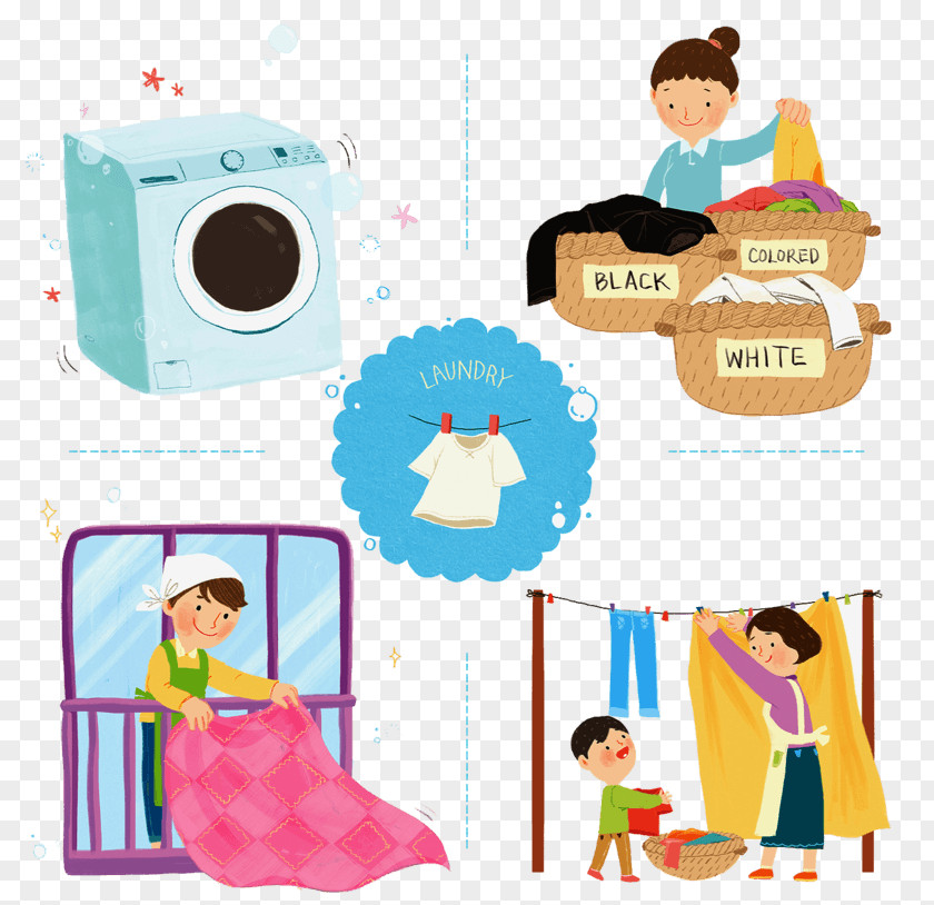 Homemakers Washing Machines Illustration Image Clothing PNG