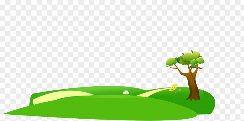 Cartoon Green Grass Trees Drawing PNG