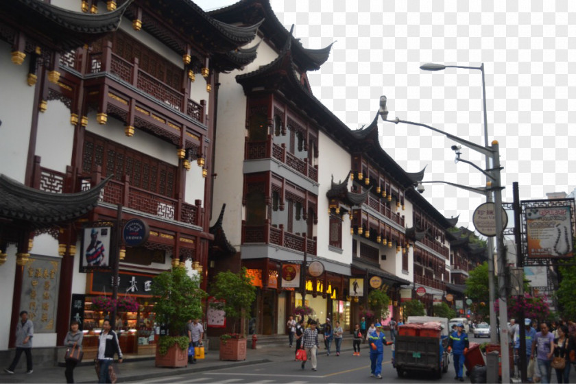 Shanghai Town Pedestrian Street Yu Garden City God Temple Of H & M Uff08Fangbang Middle Roaduff09 Building PNG