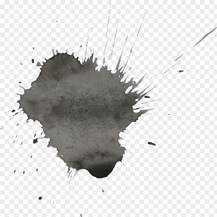 White Splash Watercolor Painting Black And PNG