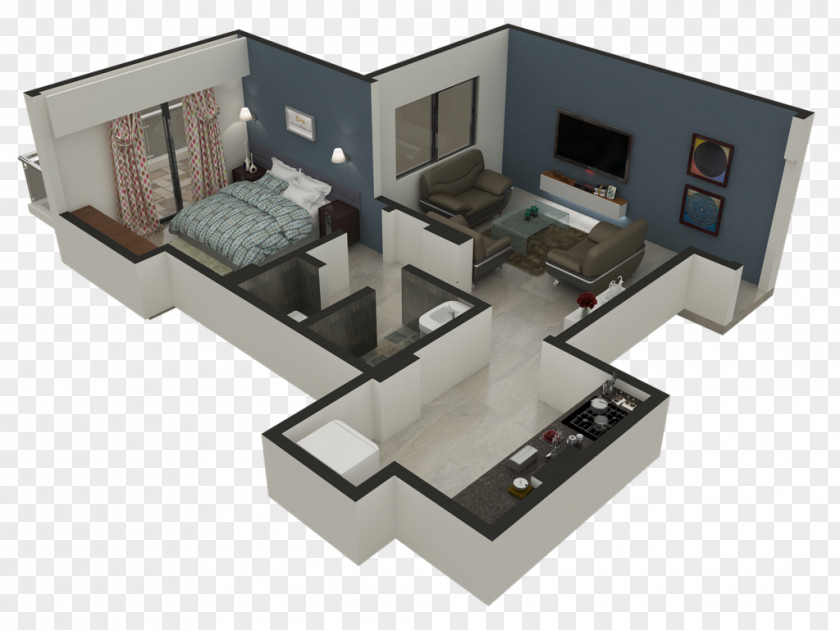 3D Floor Plan House PNG
