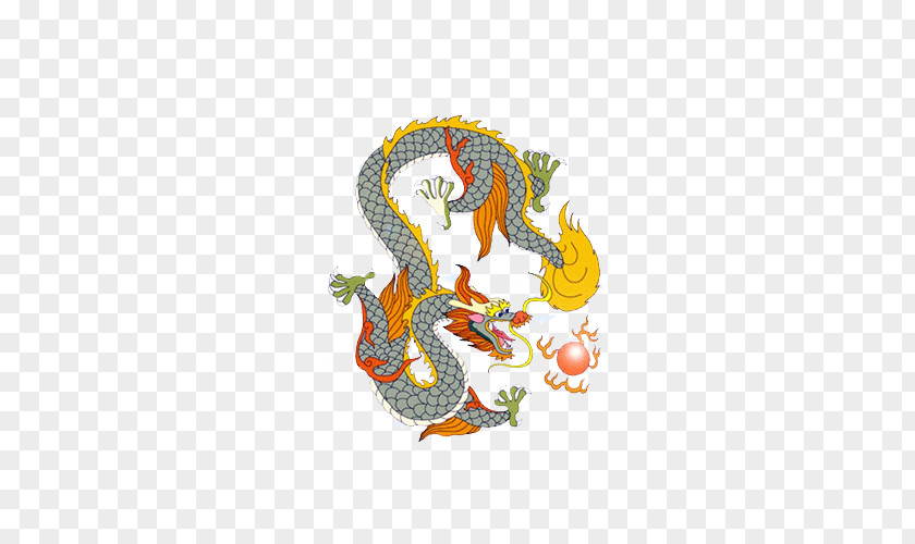 Hand-painted Cartoon Dragon Lion Dance Chinese PNG