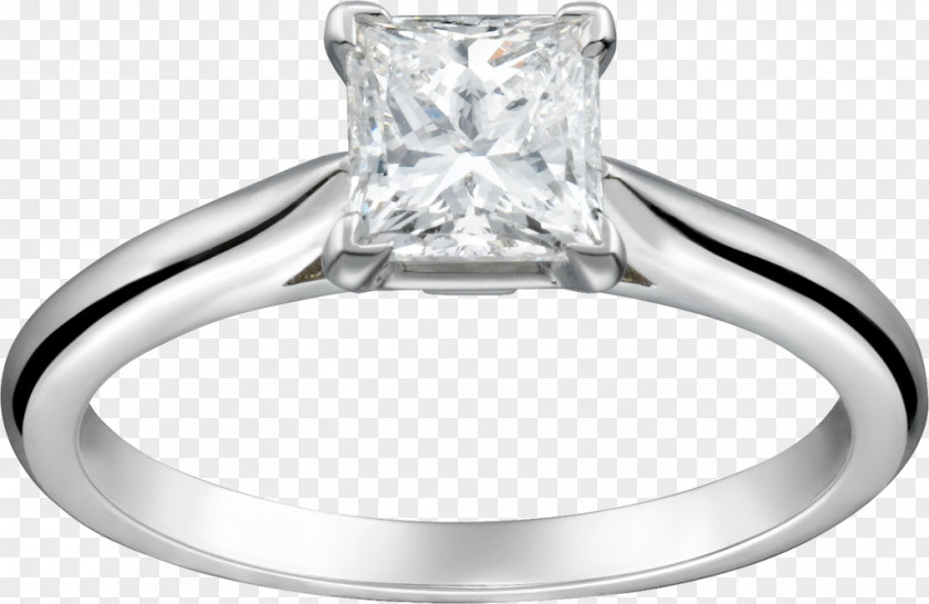 Jewellery Engagement Ring Princess Cut Solitaire Cartier Brilliant PNG