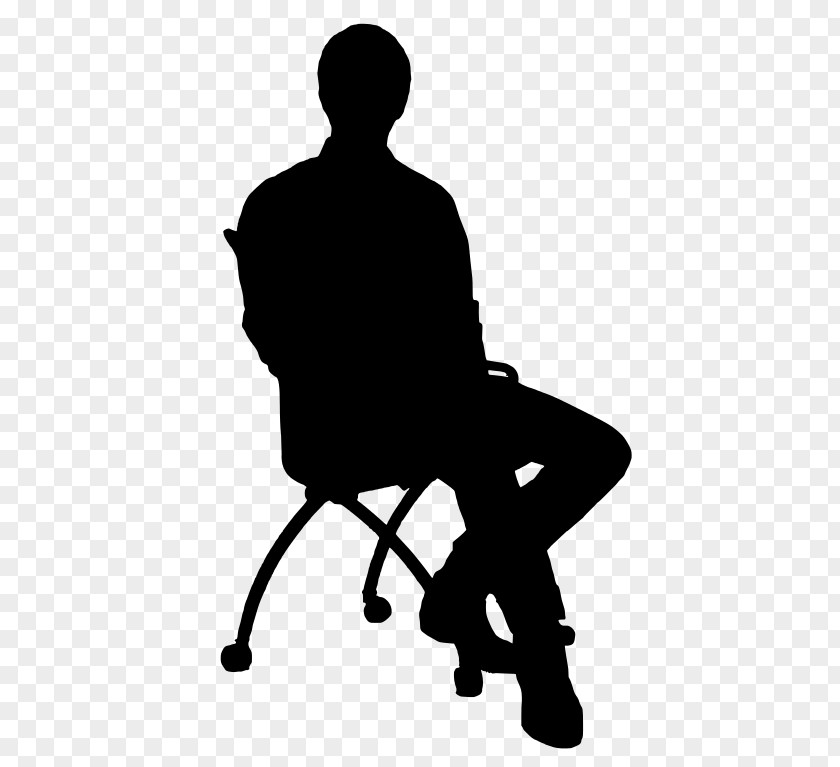 Man Sitting Silhouette Chair Table Clip Art PNG