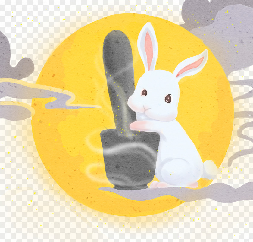 Rabbit Cartoon Moon Illustration PNG