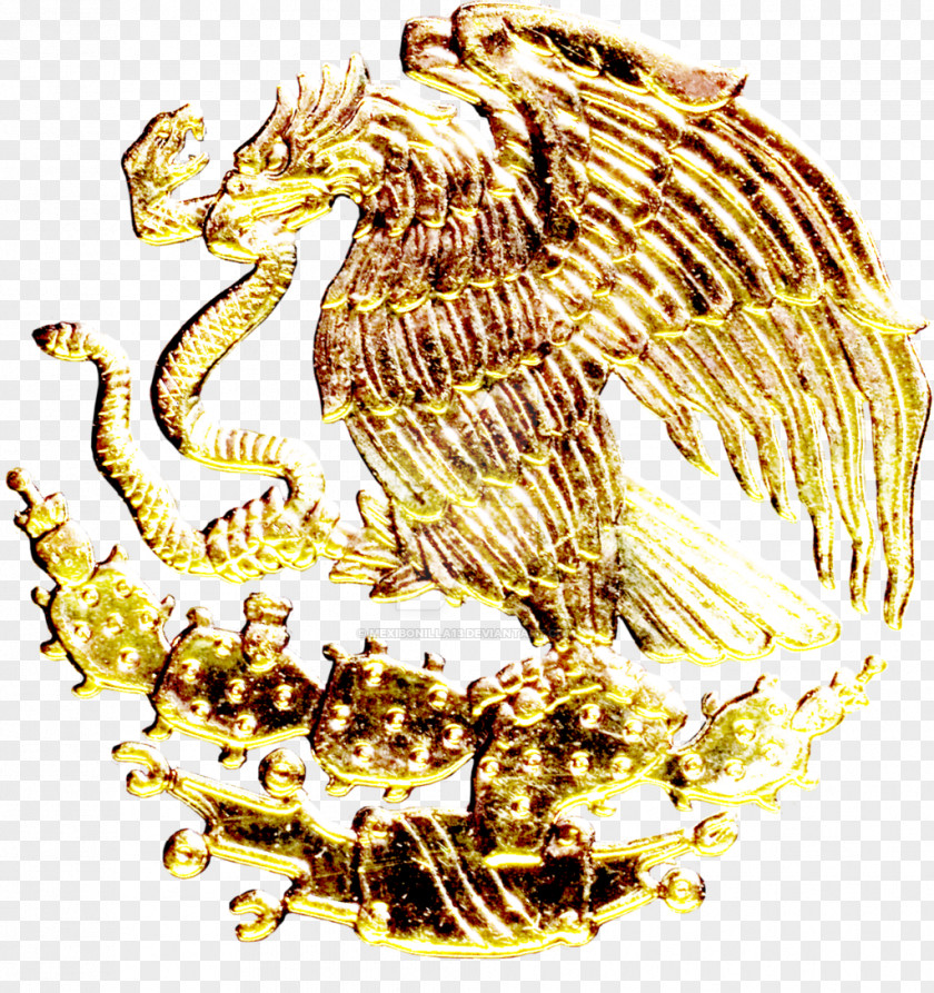 Eagle Coat Of Arms Mexico Bald Golden PNG