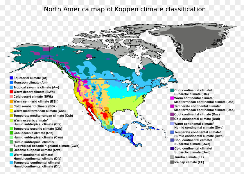 Europe And The United States Köppen Climate Classification Map PNG