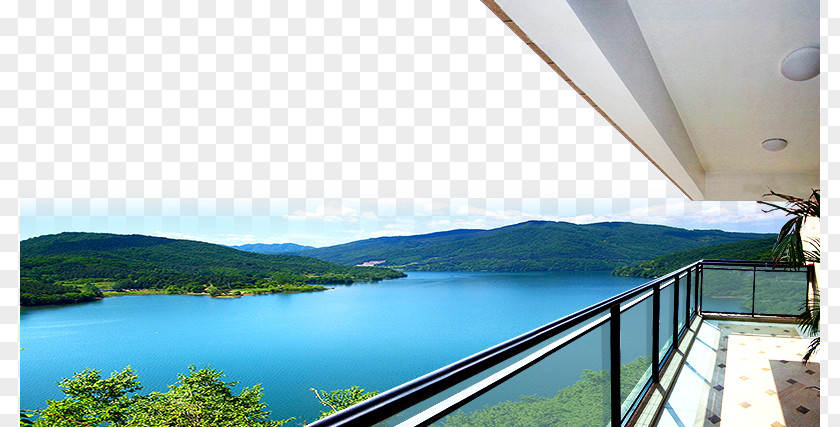 Posters Lakeside Estate Balcony Lac La Montagne Lake Real PNG