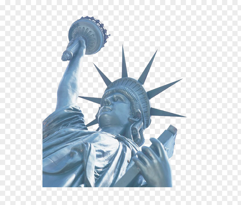 Blue Statue Of Liberty Microsoft PowerPoint Template Presentation PNG