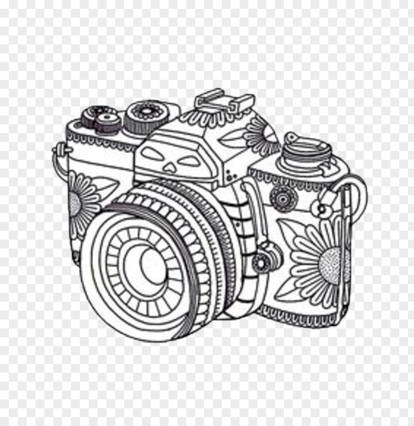 Camera Coloring Book Adult Mandala Photography PNG