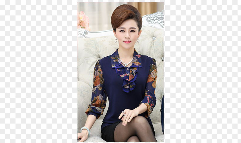 Họa Tiết Blouse Long-sleeved T-shirt Middle Age Top PNG