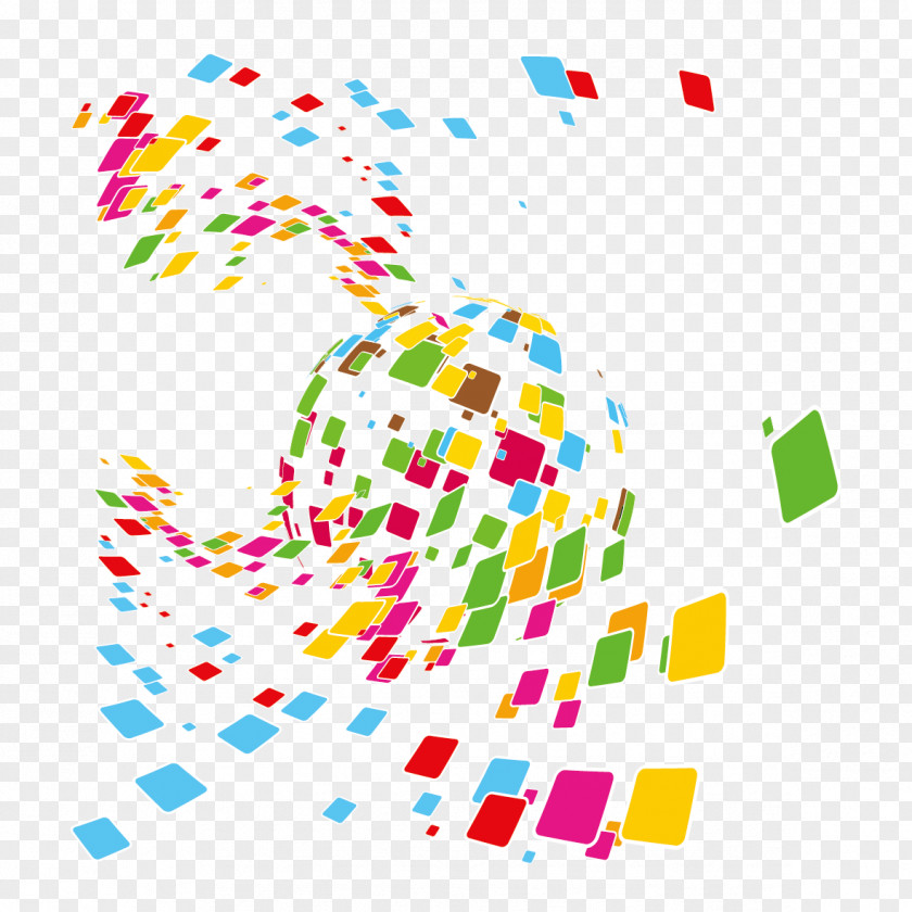 Colored Squares And Earth Mosaic Illustration PNG
