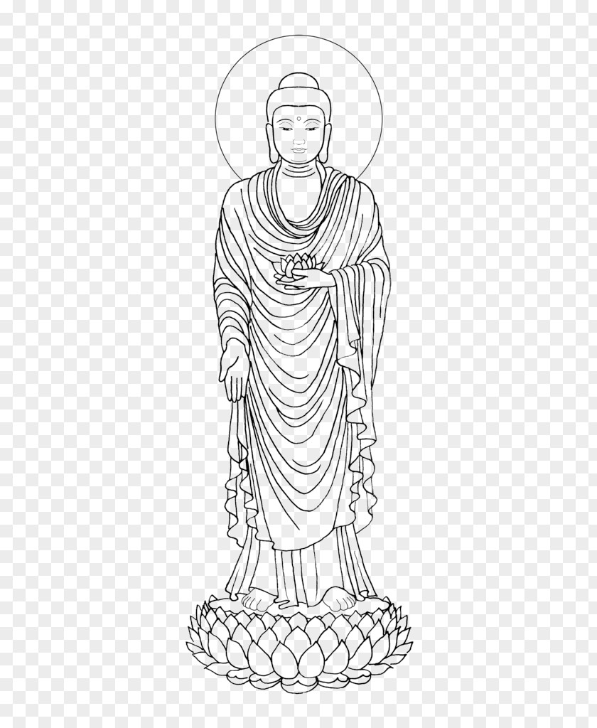 Simple Hand-painted Standing Shakya Muni Buddha Tibetan Buddhism Cundi PNG