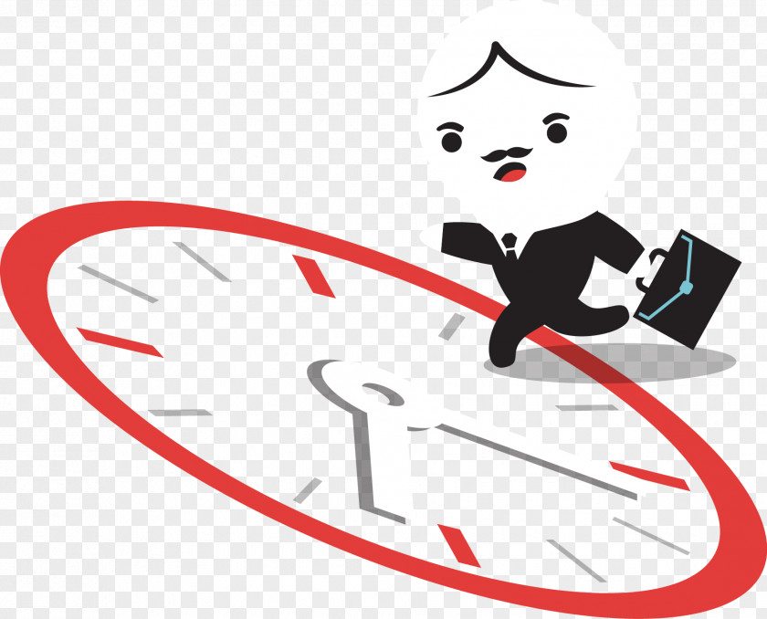 People Running On Time Caricature Drawing Euclidean Vector Illustration PNG