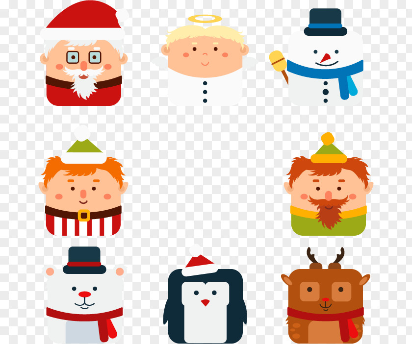 Cute Christmas Characters Santa Claus Ornament Clip Art PNG
