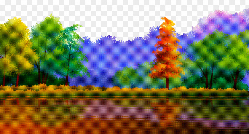 Landscape Acrylic Paint Natural Nature Reflection Painting Sky PNG
