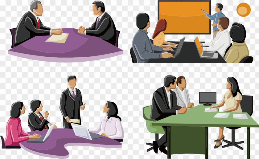 Business People Meeting Report Summarizes Silhouettes Creative Class PPT Silhouette Cartoon Download PNG