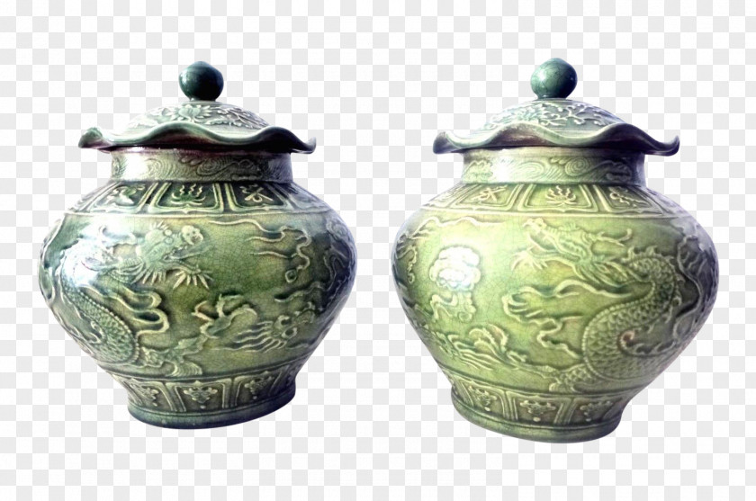 Celadon Vase Ceramic Pottery Jar PNG