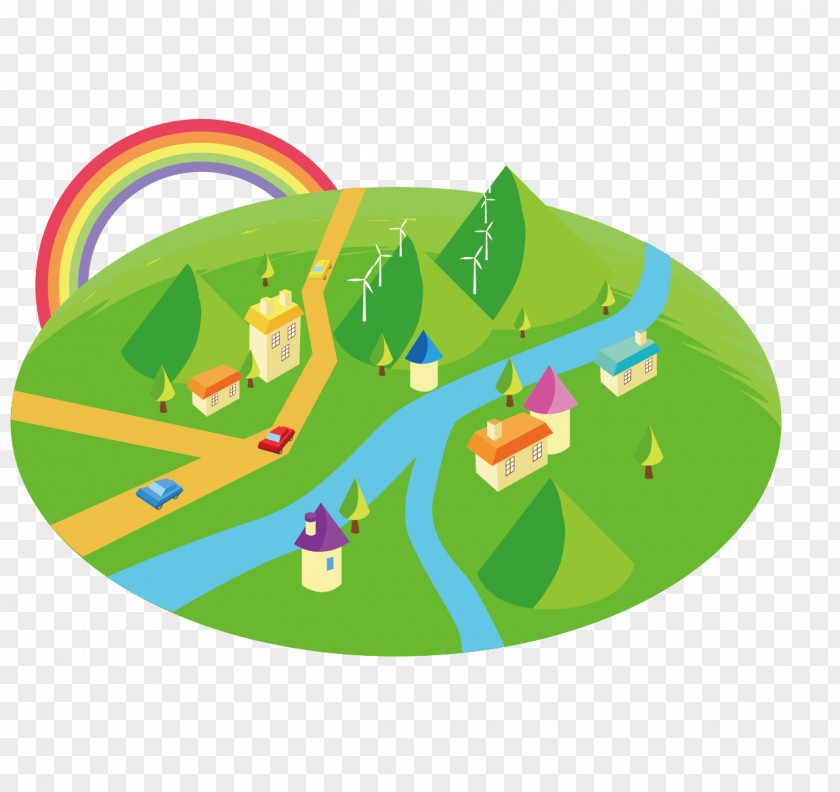 Flat Vector Rainbow House Design Cdr Euclidean Illustration PNG