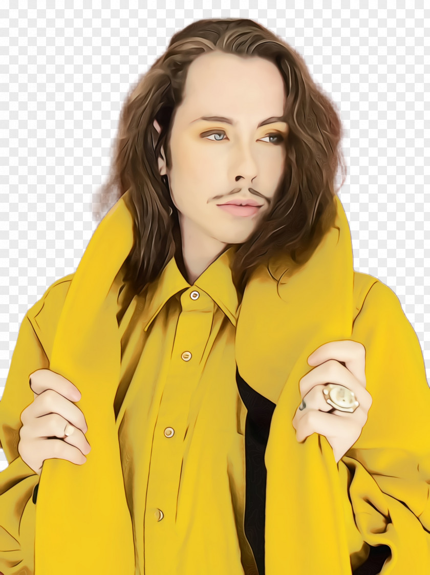 Overcoat Neck Yellow Outerwear Jacket Coat Raincoat PNG