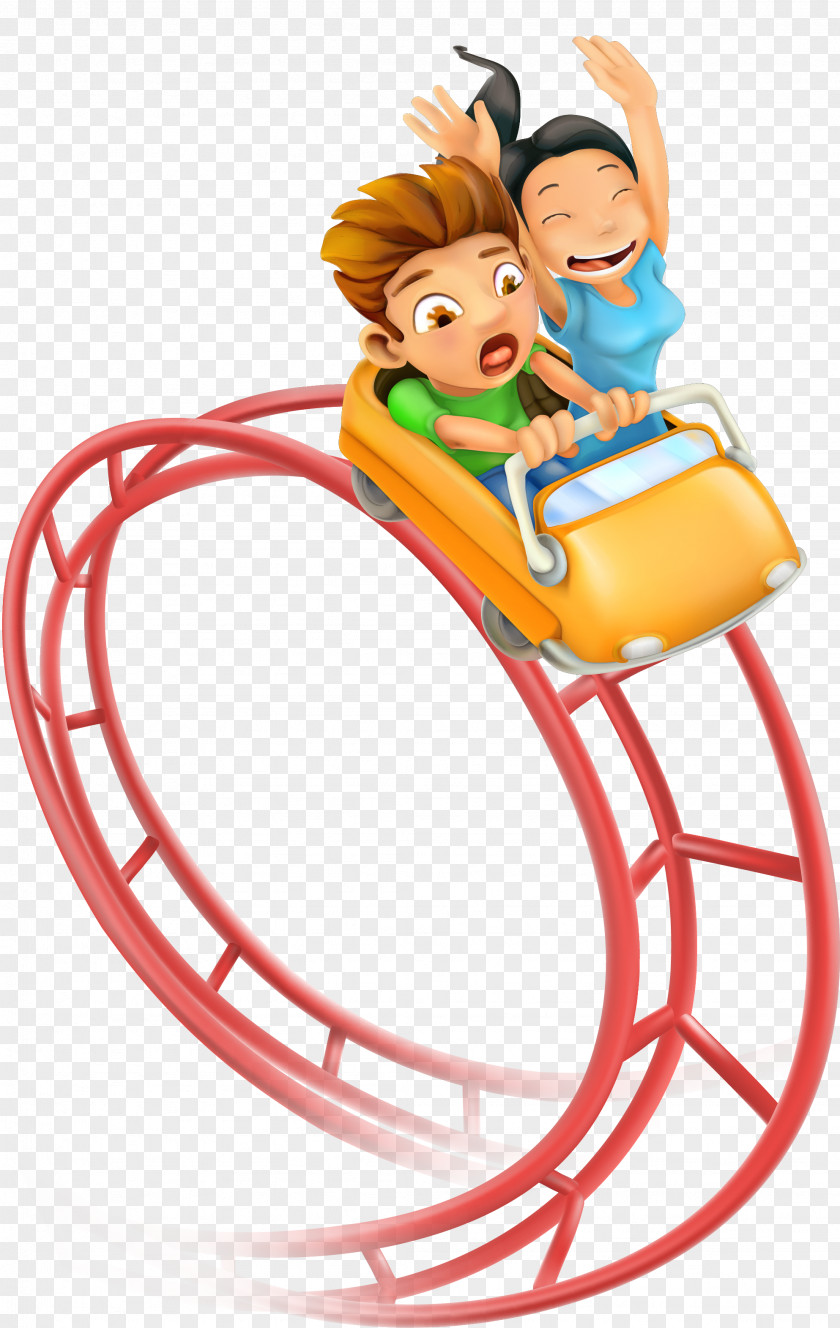 Vector Cartoon Cute Children Creative Roller Coaster Amusement Park Clip Art PNG