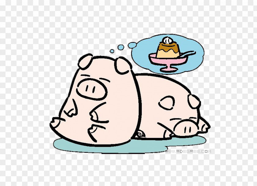 Sleeping Pig Cartoon PNG
