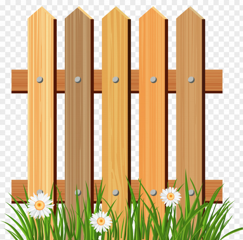 Wooden Garden Fence With Grass Clipart Picket Flower Clip Art PNG