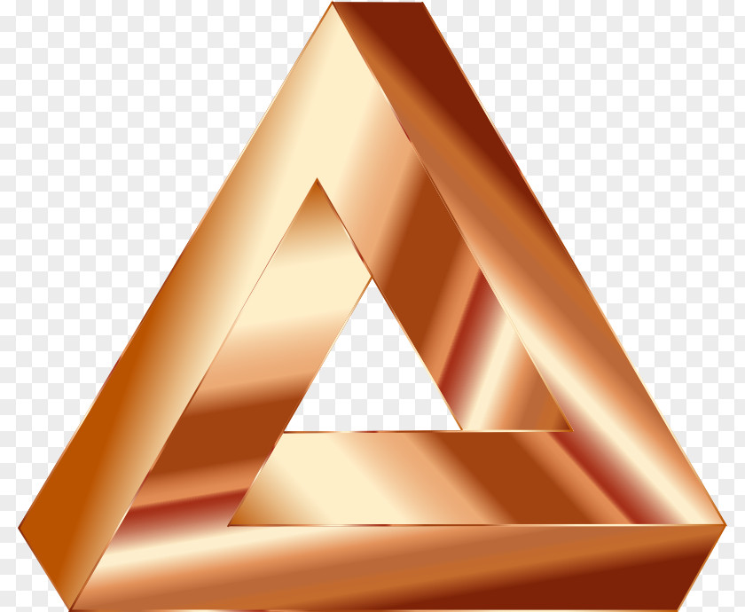Copper Penrose Triangle Line Golden PNG