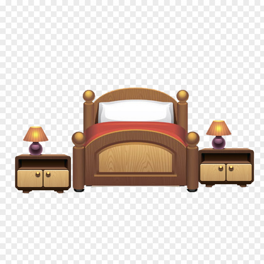 Bedside Twins Furniture Table Nightstand Bed PNG