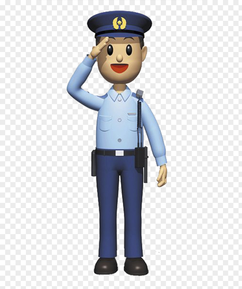 Cartoon Salute Of The Police Officer PNG