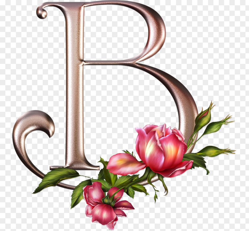 Rose Floral Design Letter Alphabet PNG