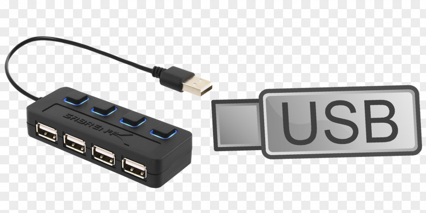 Usb USB Hub Computer Port Ethernet Sabrent PNG