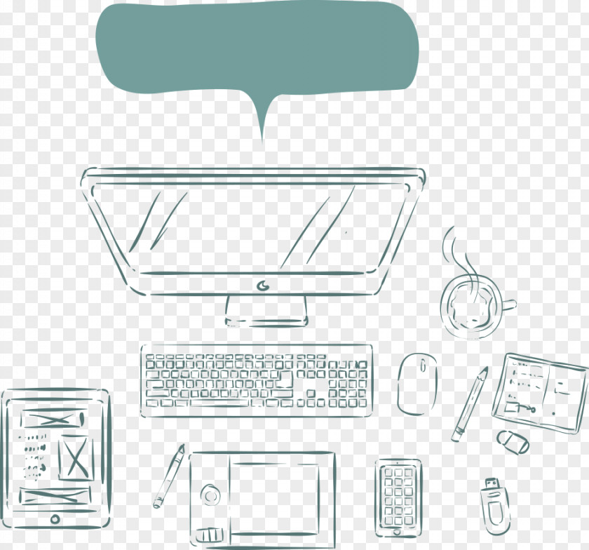 Vector Hand-drawn Laptop Computer File PNG