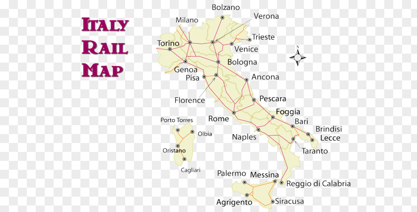 Travel Italy Train Rail Transport Map PNG