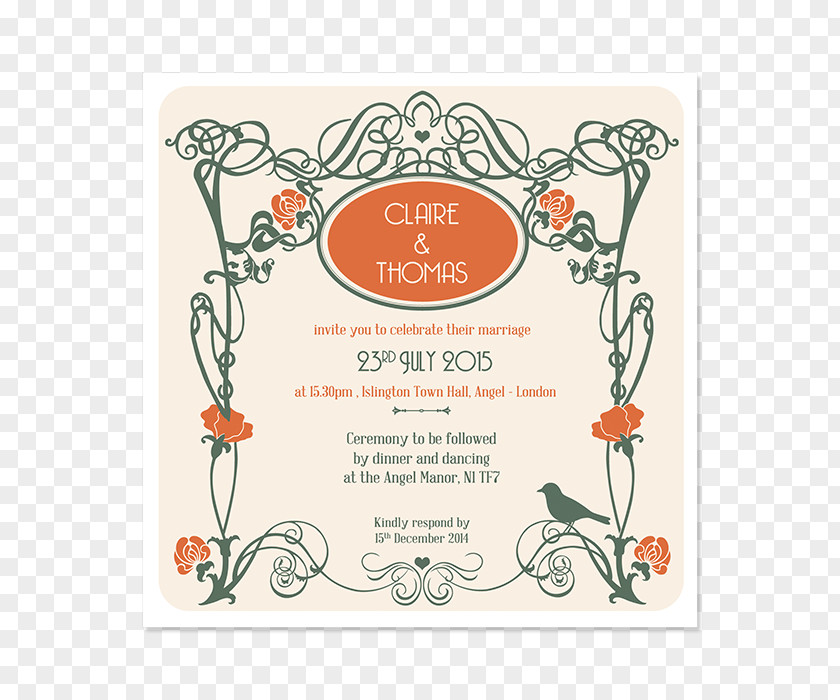 Creative Wedding Invitations Invitation Art Nouveau Deco PNG