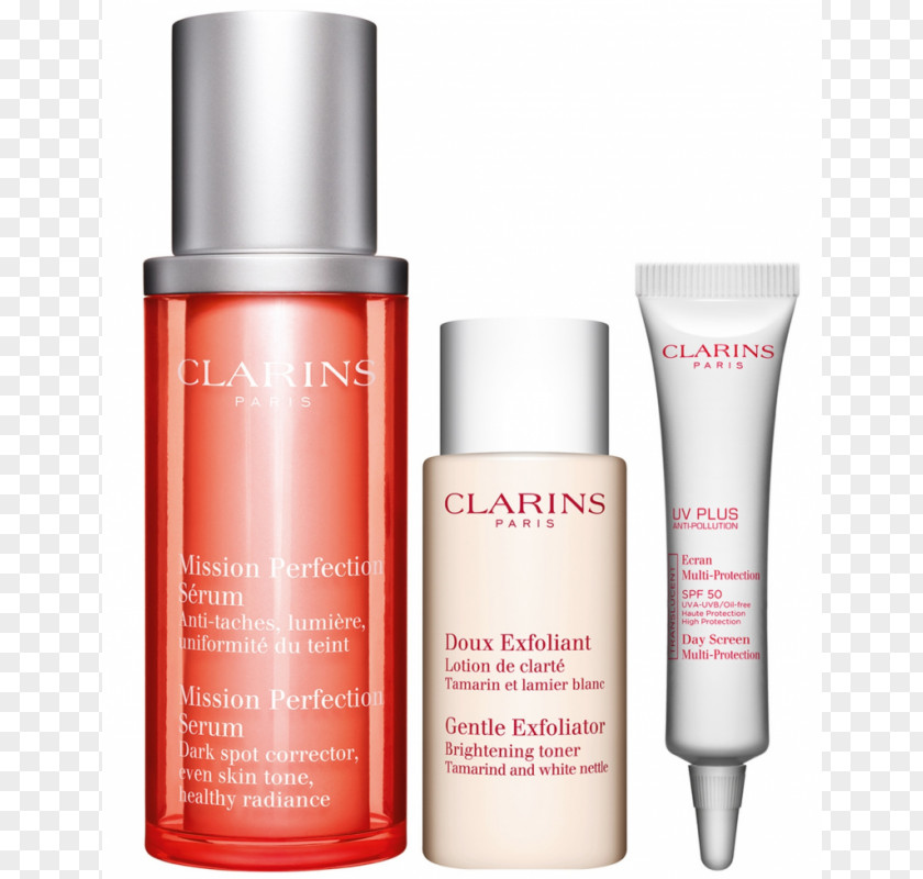 Clarins Exfoliation Mission Perfection Serum One-Step Gentle Exfoliating Facial Cleanser With Orange Extract Toner PNG