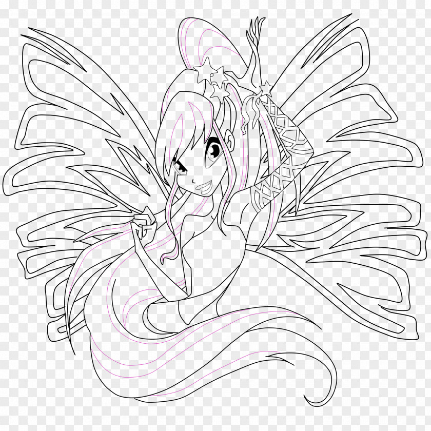 Fairy Stella Line Art Bloom Drawing Coloring Book PNG