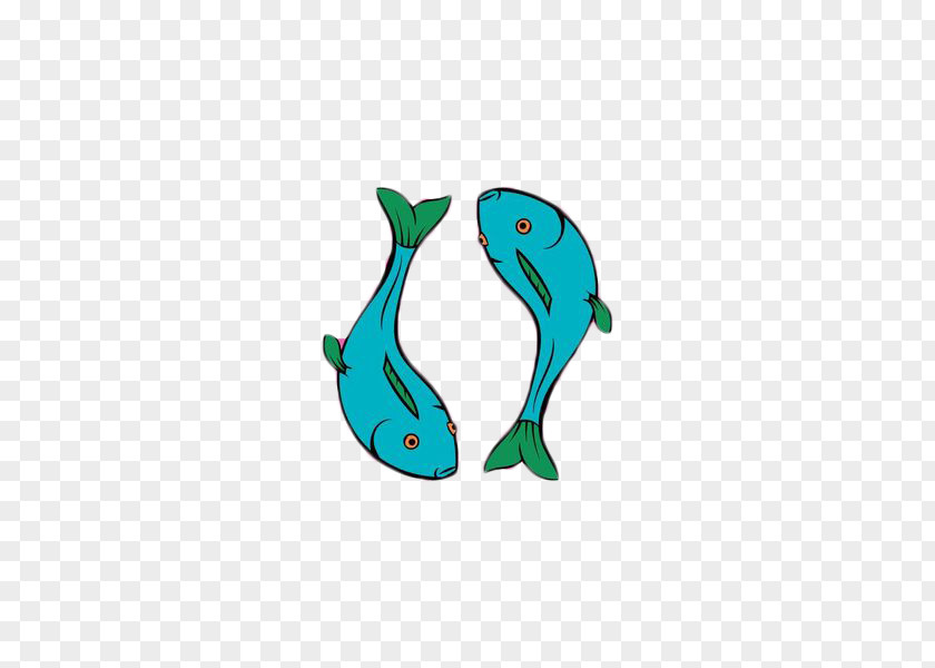 Blue Cartoon Fish Swimming In Pisces PNG