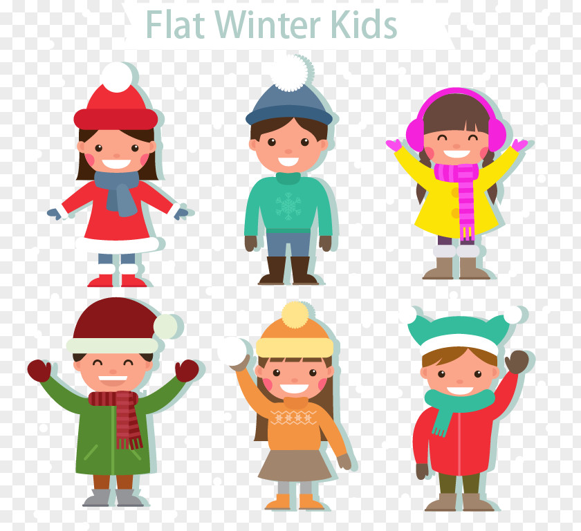 Flat Winter Children Clothing Child Clip Art PNG