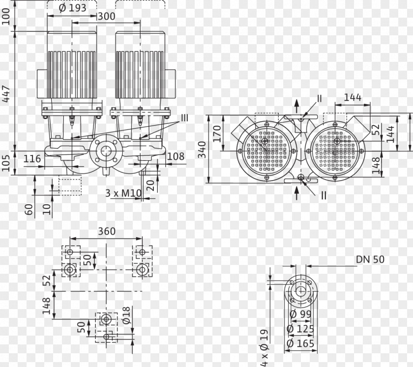 Moteur Asynchrone Centrifugal Pump Floor Plan Technical Drawing PNG