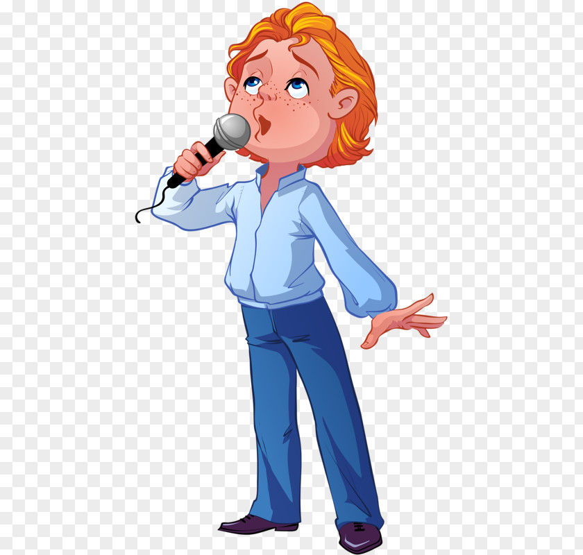 Singing Boy Microphone Illustration PNG