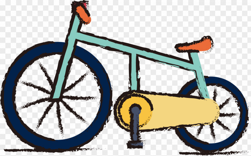 Vector Crayon Bike Bicycle Pedal Wheel Tire Road Clip Art PNG