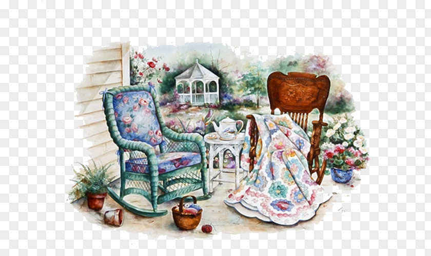Corner Balcony Quilt Art Embroidery Cross-stitch PNG