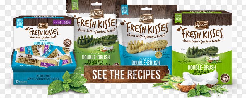 Dog Breath Hero Merrick Grain-Free Fresh Kisses Double-Brush Dental Treats Coconut Oil & Botanicals Food Pet PNG