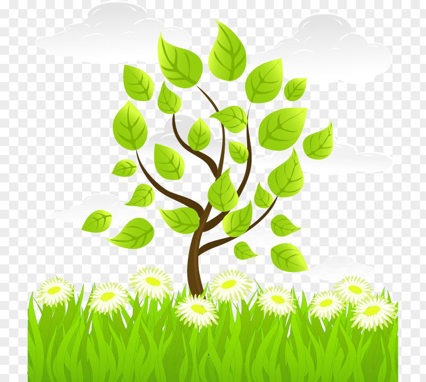 Green Grass And Trees Euclidean Vector Stock Illustration PNG