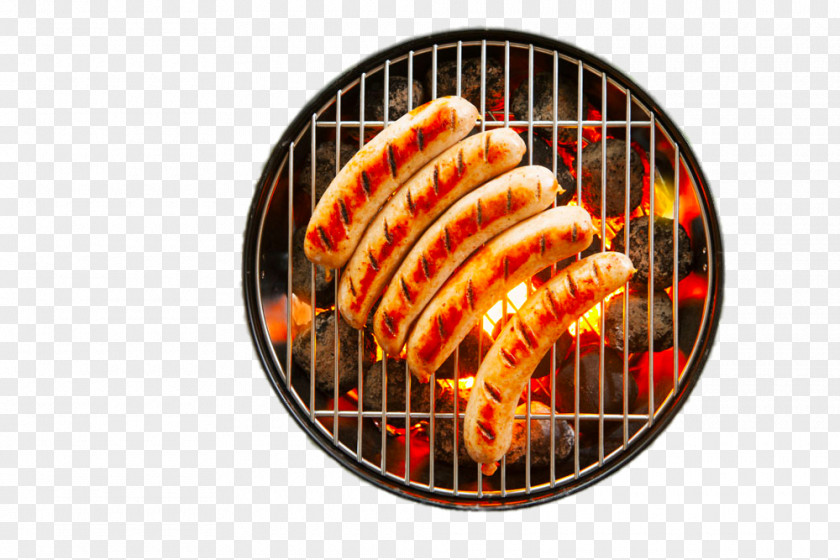 Grilled Sausages On Iron Plate Sausage Bratwurst Barbecue Grilling Steak PNG